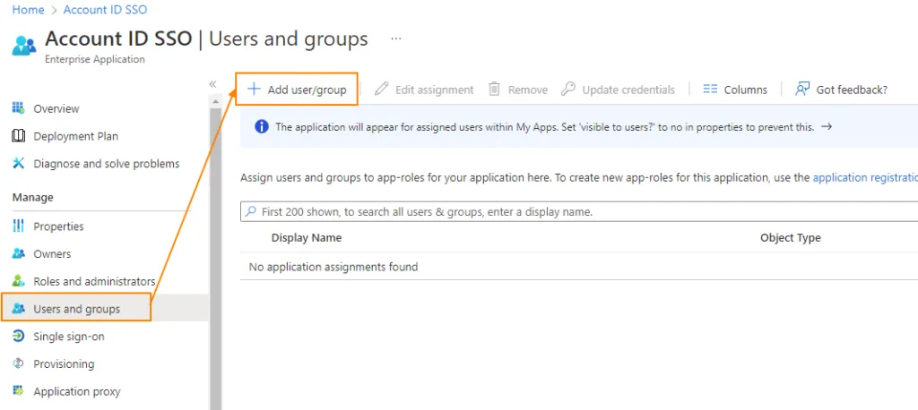 Assegnazione di utenti e gruppi all’applicazione in Azure