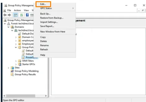 Menu di Gestione Criteri di gruppo
