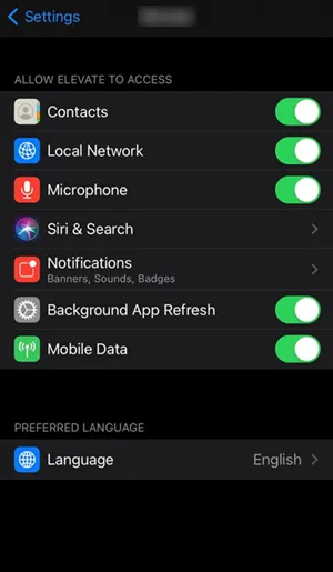 Autorizzazioni richieste dall’app mobile EagleMercury su iOS