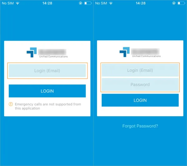 Schermata di accesso dell’app mobile EagleMercury