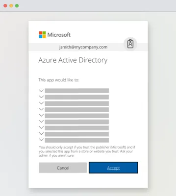Richiesta di autorizzazioni di Microsoft per la sincronizzazione del calendario