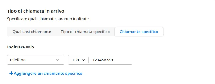Scelta tra chiamate interne ed esterne