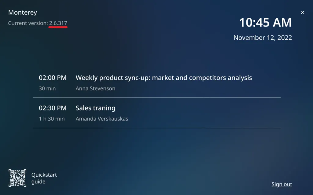 Versione dell’app Display nella schermata iniziale