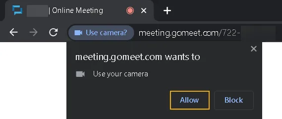 Richiesta di accesso alla webcam in Chrome