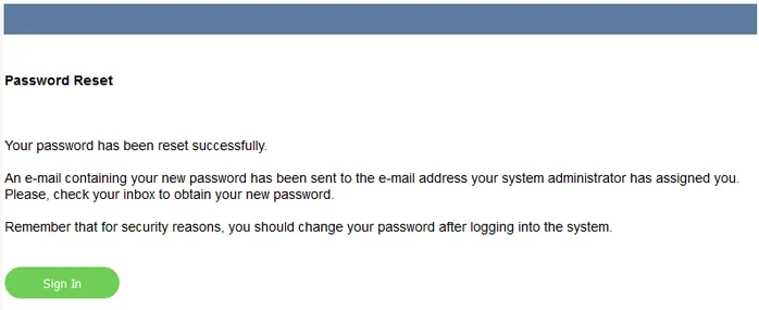 Reimpostazione della password riuscita