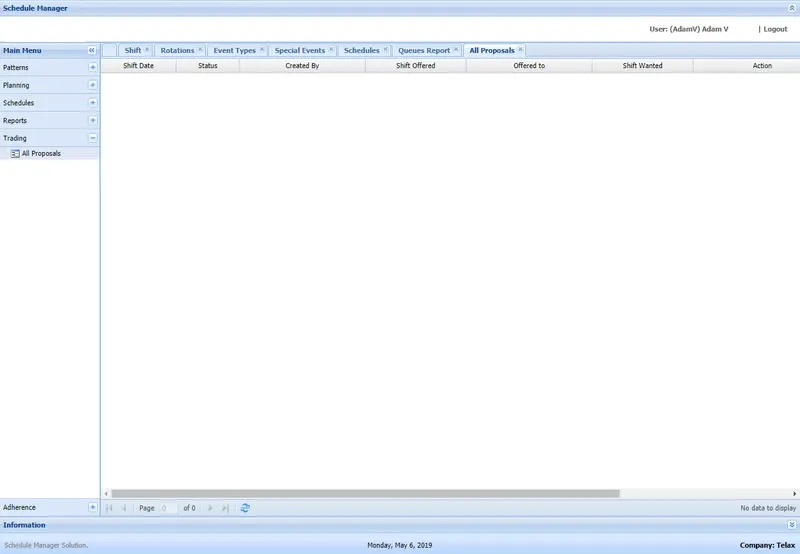 Schedule Manager aperto in una nuova scheda del browser