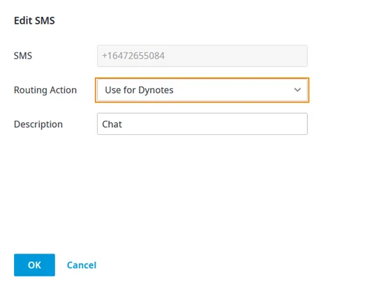 Azione di instradamento Use For Dynotes