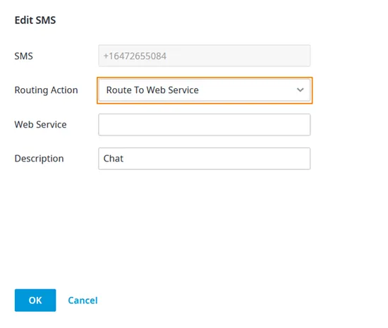 Azione di instradamento Route to Web Service