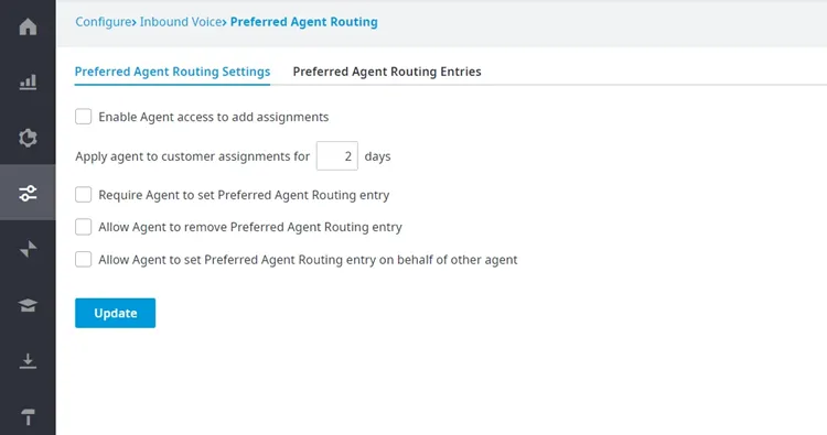 Pagina Preferred Agent Routing