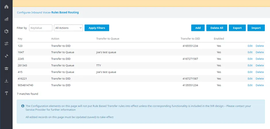 Instradamento geografico nella pagina Rules-Based Routing
