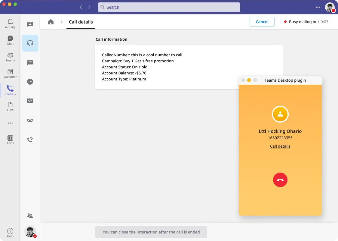 Opzioni Dial Out in Teams