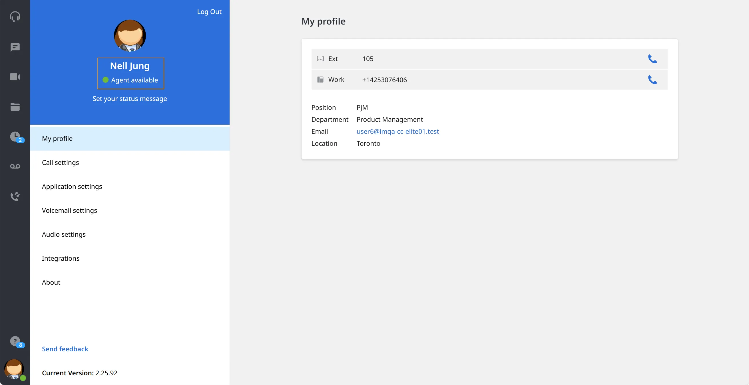 Profilo dell’agente con la dicitura Agent available