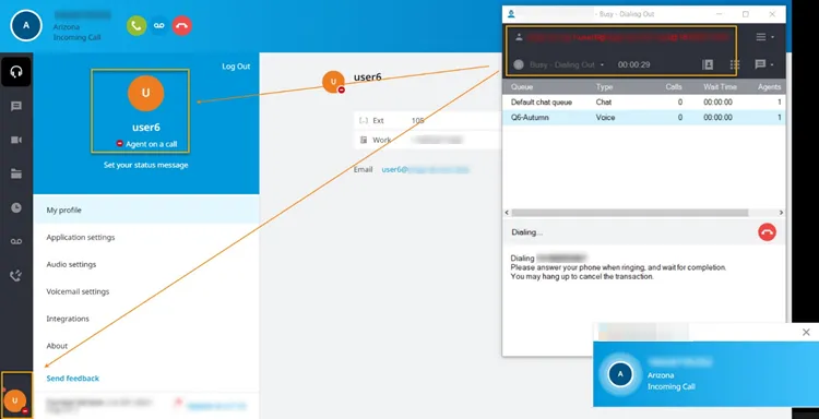 Chiamata in uscita da Desktop CCA con presenza Agent on a call