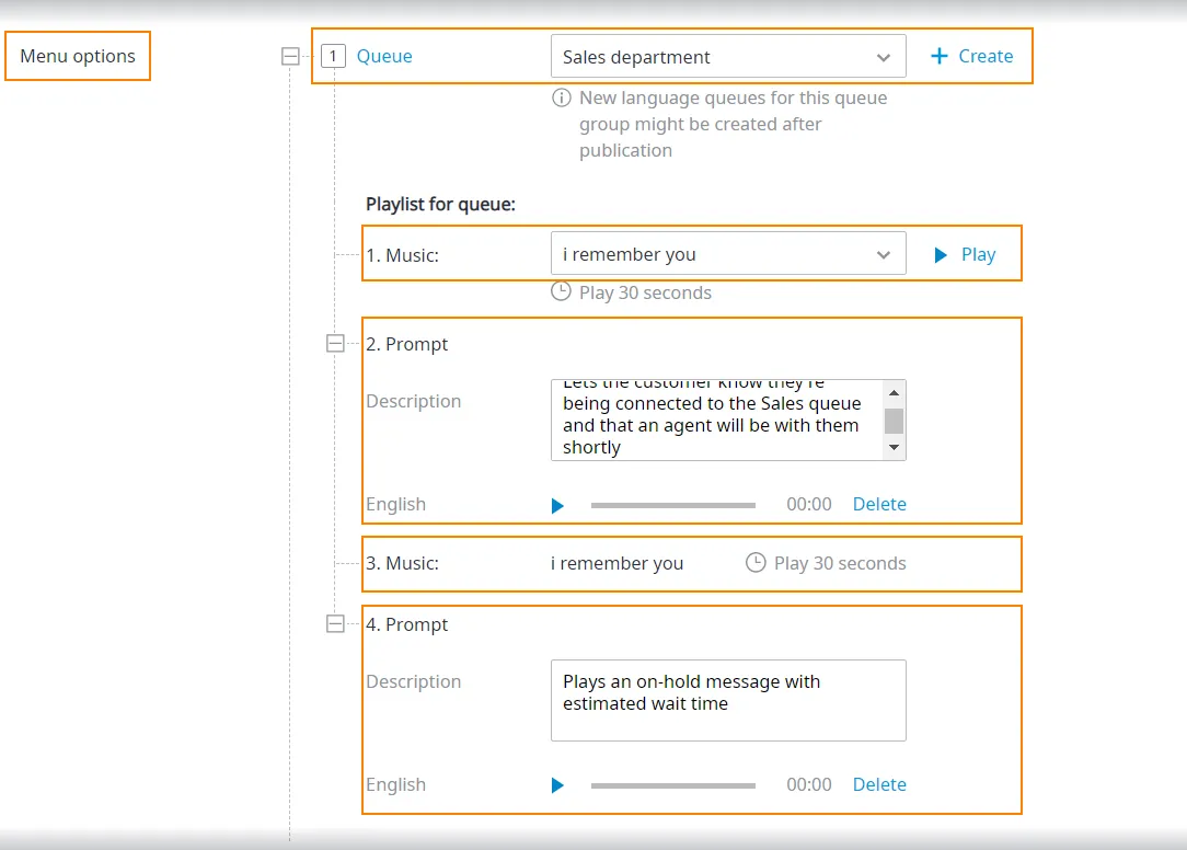 Configurazione dell’opzione Queue