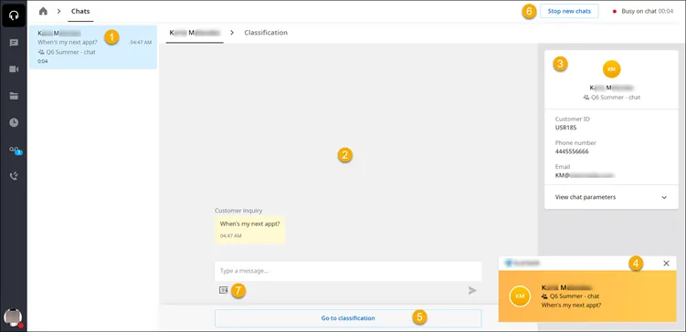 Elementi dell’interfaccia di un’interazione chat