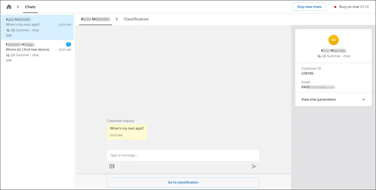 Il pannello delle chat in arrivo con più interazioni