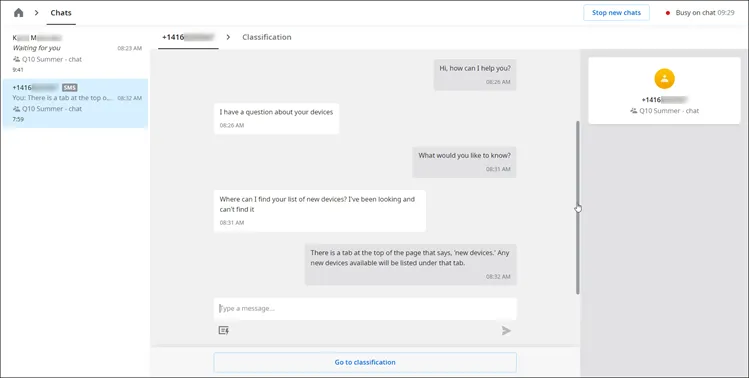 Scorrimento dei messaggi SMS