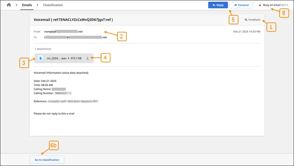 Pagina Email con classificazione