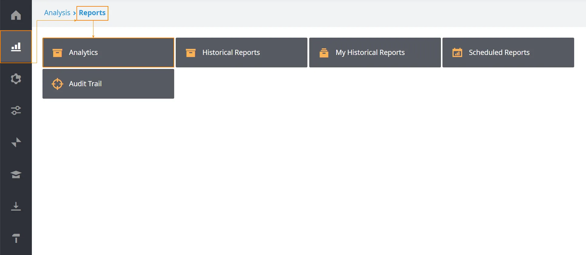 Riquadro Analytics nella pagina Reports del Contact Center