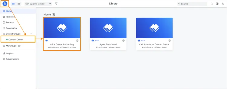 Riquadri delle dashboard del Contact Center