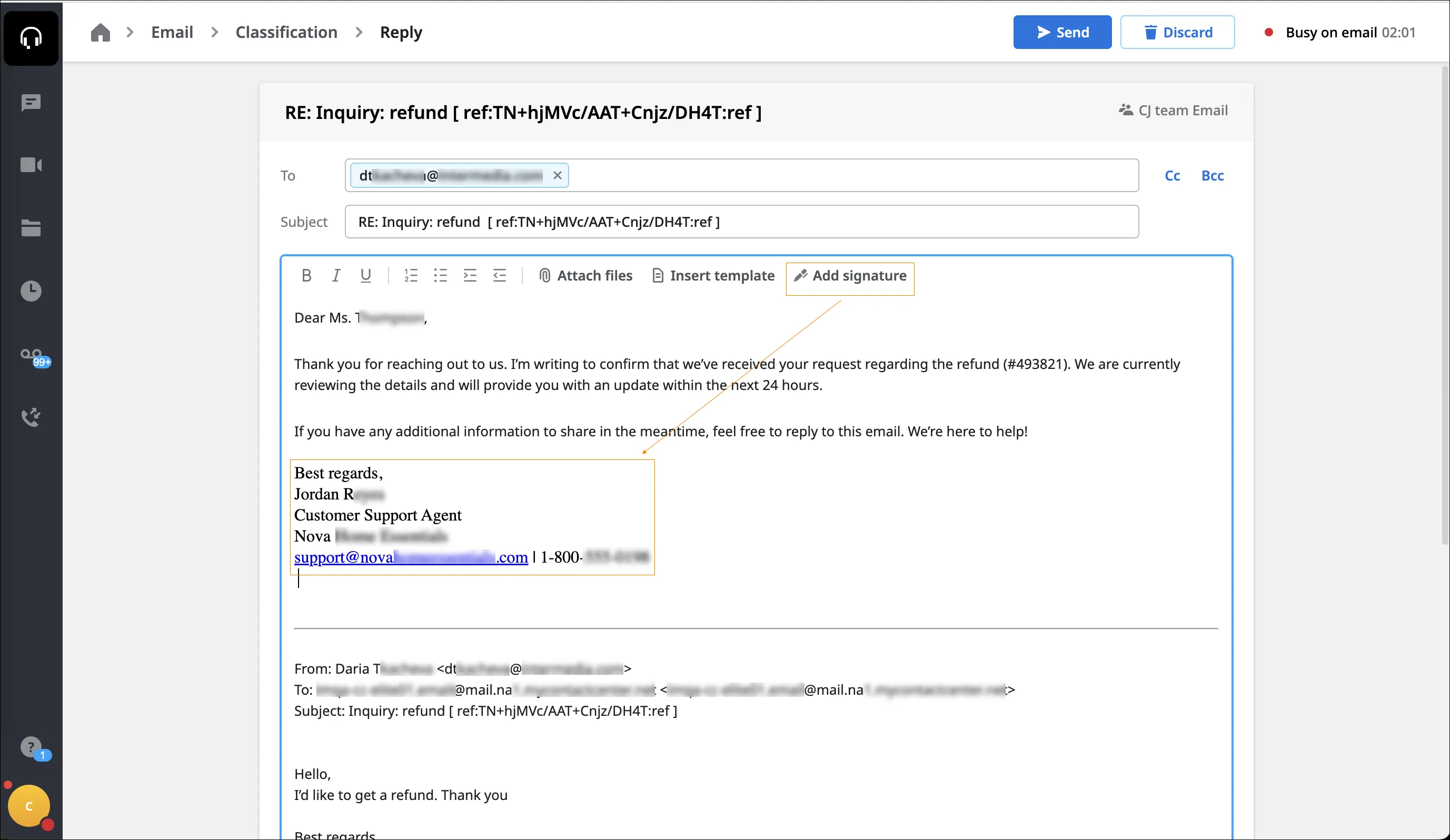 Firma inserita nell’email