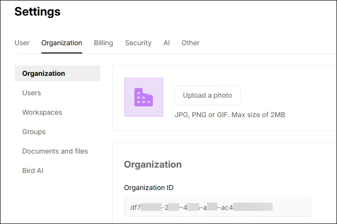 OrganizationID in Bird