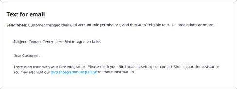 Esempio di email di avviso per chiave di accesso non valida