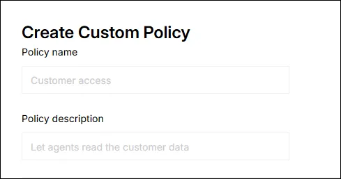 Nome e descrizione della policy di accesso