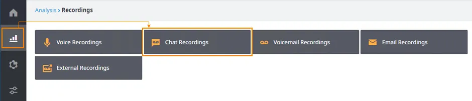 Menu Recordings con la voce Chat Recordings