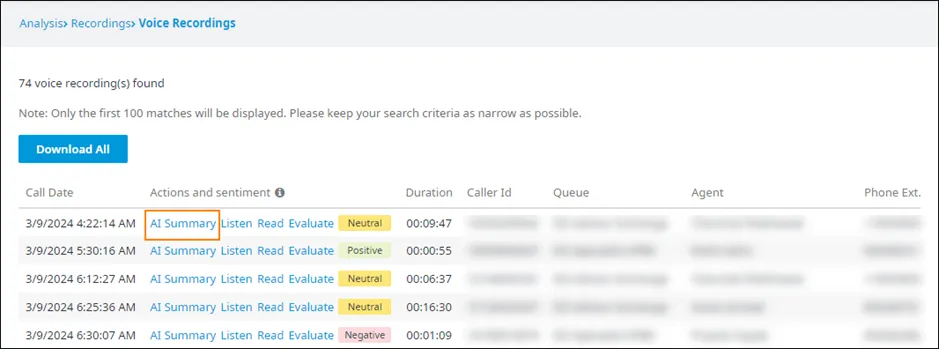 Il pulsante AI Summary nella pagina dei risultati