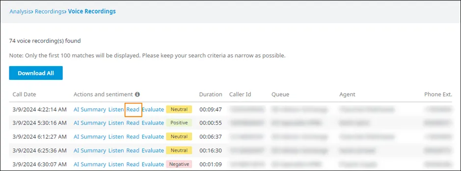 Il pulsante Read nella pagina dei risultati