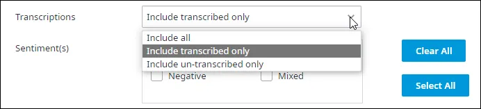 Il filtro Transcriptions