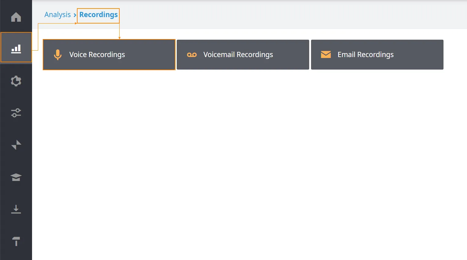 Il riquadro Voice Recordings