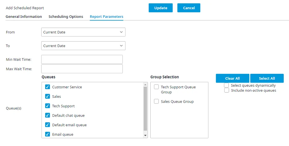 Scheda Report Parameters