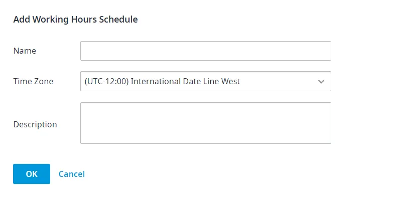 Finestra Add Working Hours Schedule
