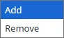 Le opzioni Add e Remove della colonna Action