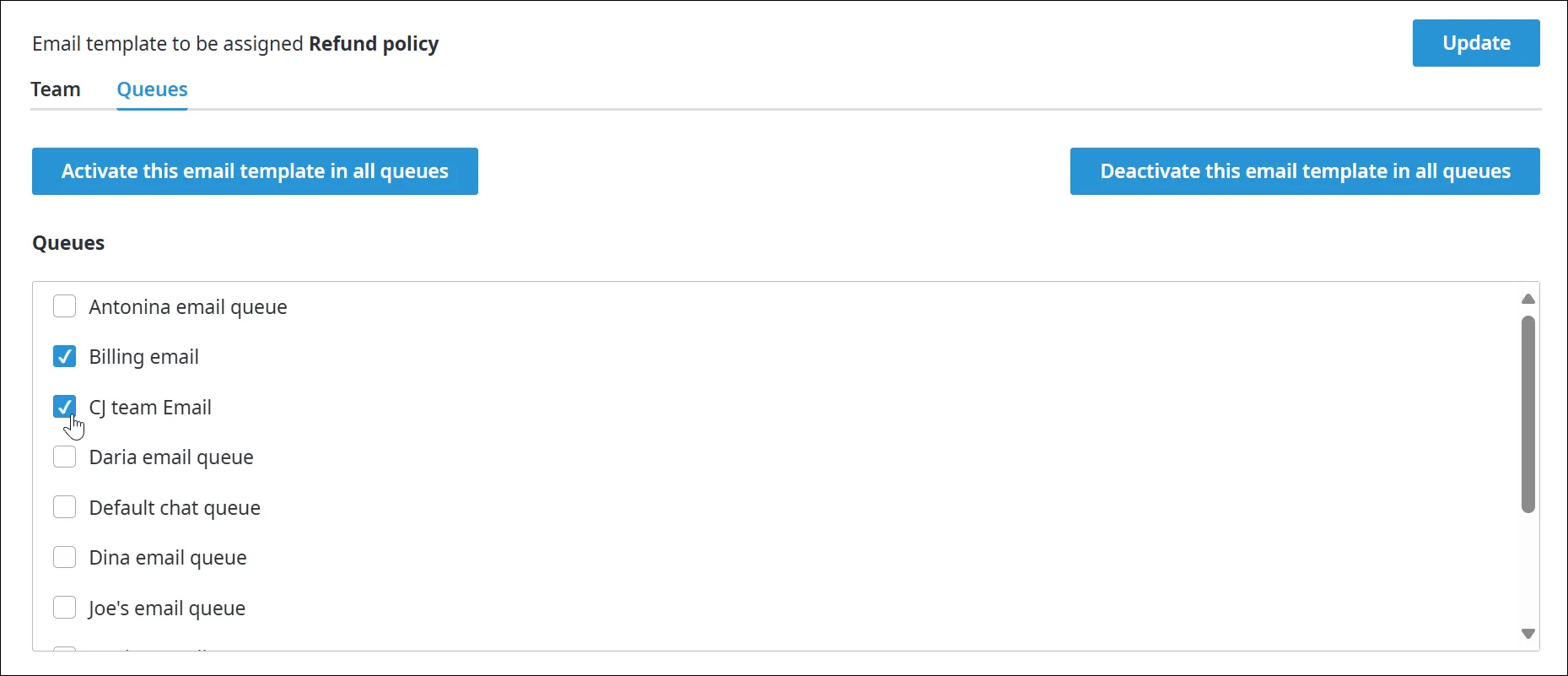 Assegnazione del modello alle code
