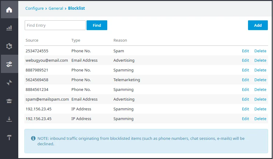 Pagina Blocklist