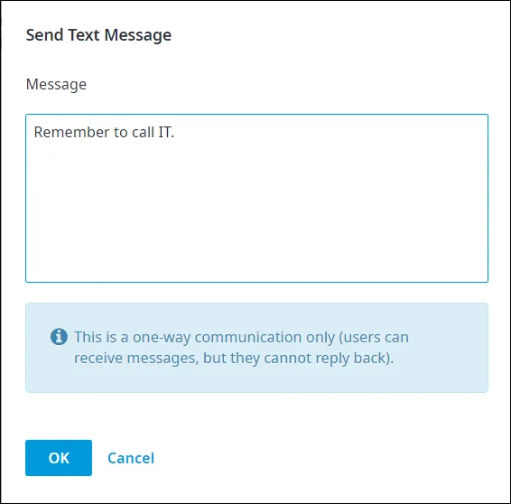 Finestra Send Text Message