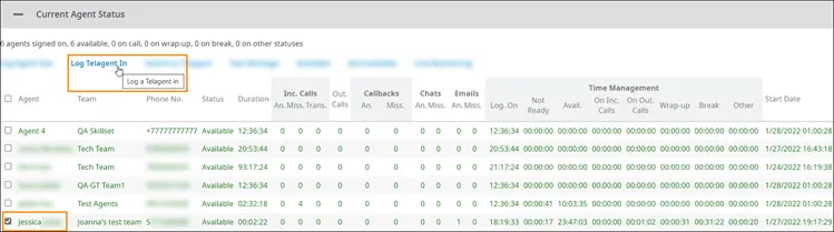 Pulsante Log Telagent In