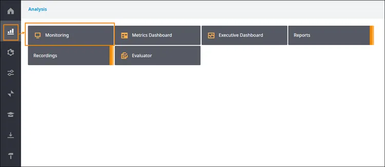 Accesso alla pagina Monitoring dal menu Analysis
