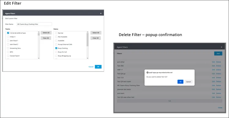 Modifica ed eliminazione di filtri