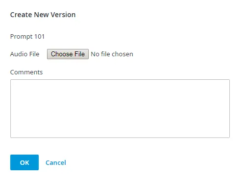 Finestra di dialogo Create New Version