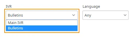 Menu a discesa IVR con la voce Bulletins