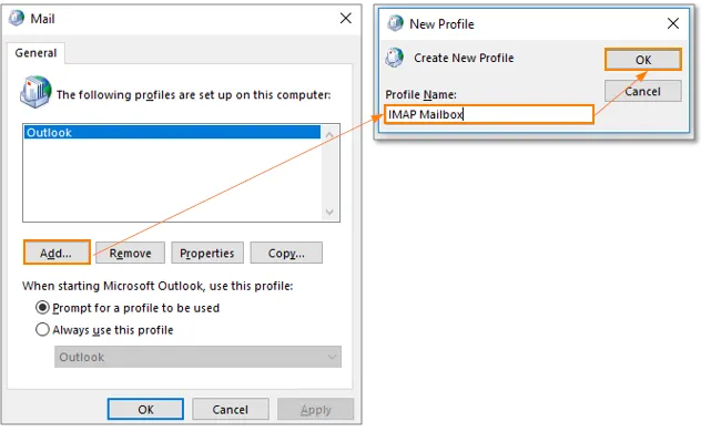 Creazione di un nuovo profilo di Outlook