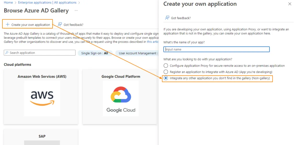 Creazione di un’applicazione non presente nella raccolta in Azure