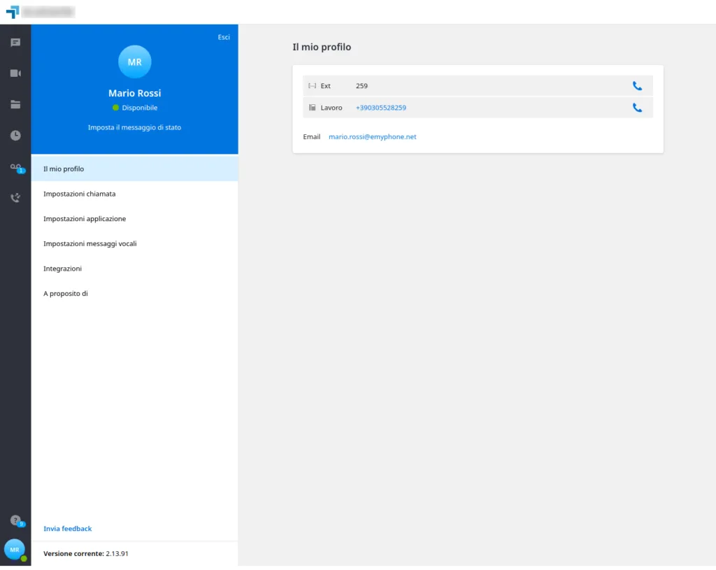 Pagina Il mio profilo dell’app desktop EagleMercury