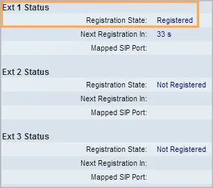 Scheda Info dell’interfaccia web con lo stato di registrazione Registered