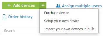 Pulsante Setup your own device