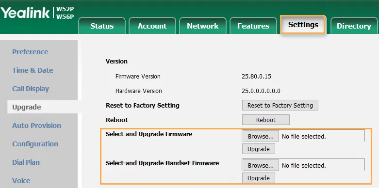 Aggiornamento del firmware dall’interfaccia web Yealink